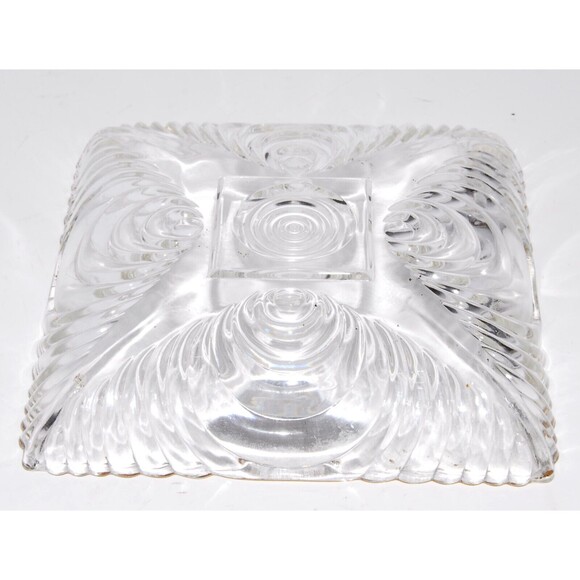 Vintage Optic Circle Square Clear Glass Dish Nice 5" - Picture 3 of 3